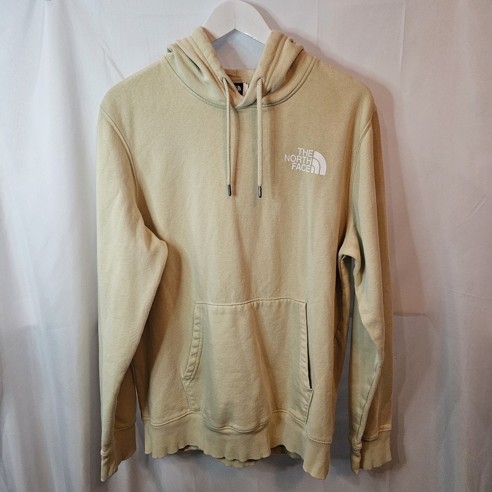 The North Face Hoodie Mens Sz Lg Beige Camo Graphic Gorpcore Pullover Sweatshirt